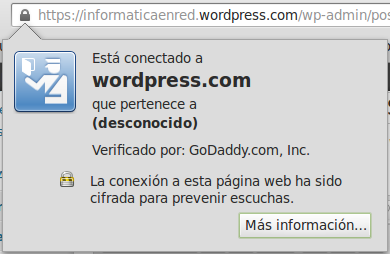 Mensaje de Firefox indicando una conexion segura